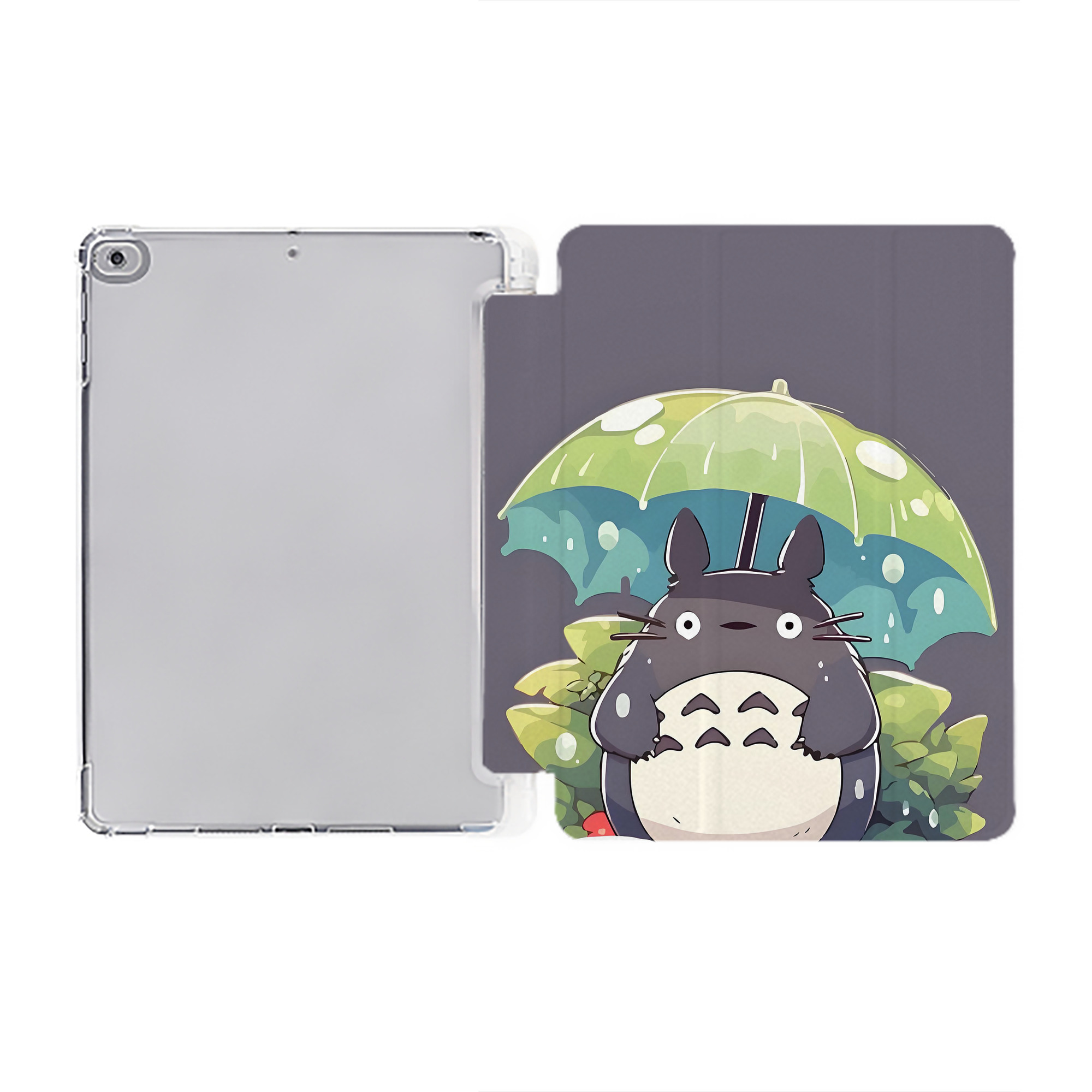 （画像用） となりのトトロ 草壁メイ 草壁サツキ My Neighbor Totoro Satsuki Kusakabe Mei Kusakabe IPad ケース ペン収納付き 三つ折りスタンド PUレザー×シリコン 対応機種9.5/10.5/10.9インチ